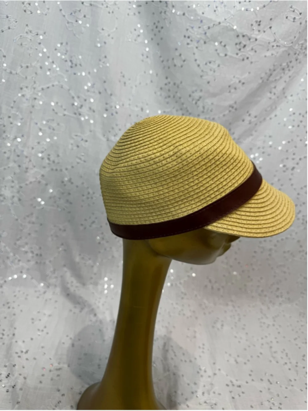 Straw Visor Cloche Cap Equestrian Style Paper Straw Summer Hat